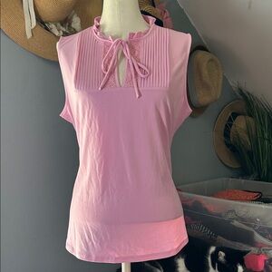 Chic Pink Tie-Neck Blouse